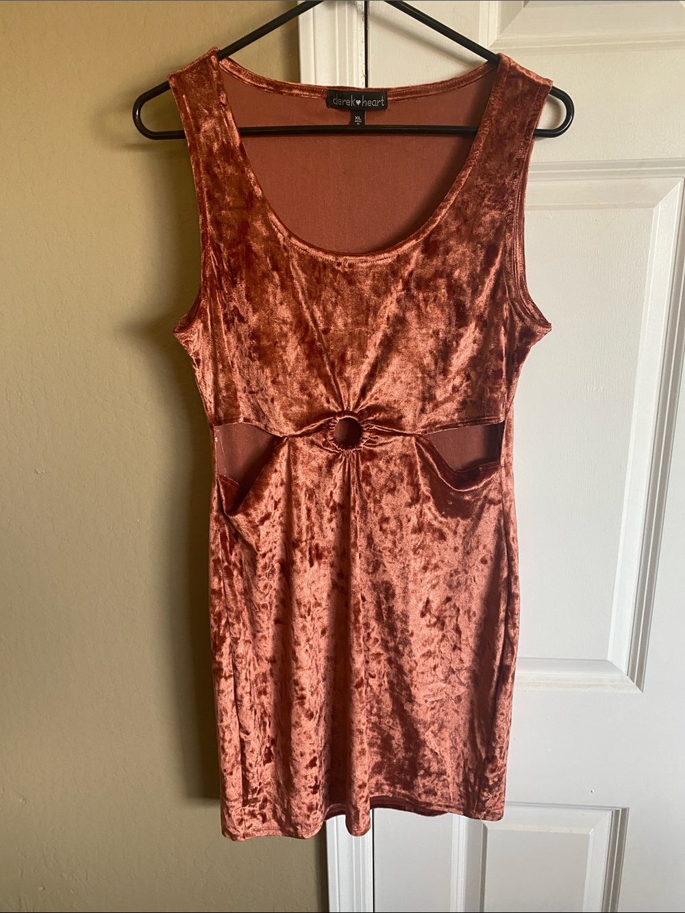 Derek Heart Rust Velvet Ring-Front Tank Dress